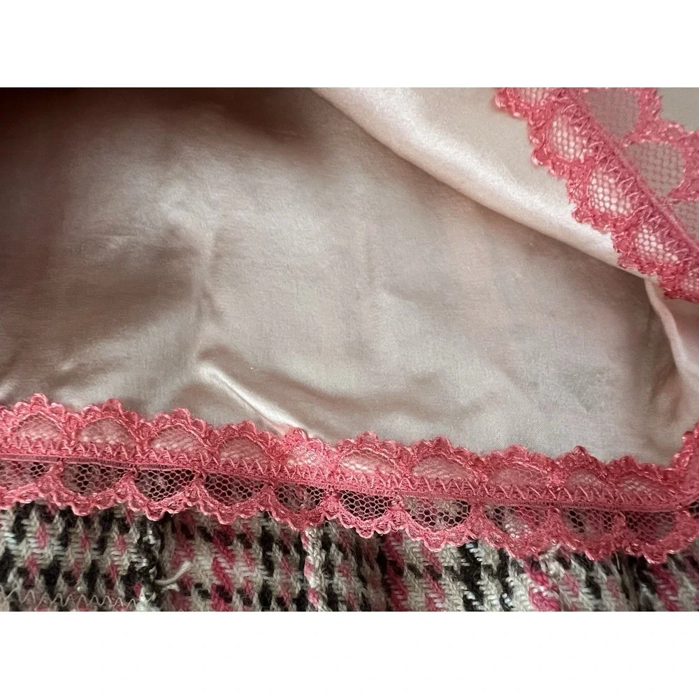 Y2K Abercrombie Fitch Mini Skirt Pink Brown Plaid Pleated Wool Blend & Silk Sz 8
